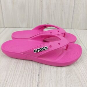Crocs Classic Flip Flops 207713 Womens 11 Mens 9 Bright Pink Comfort Sandals